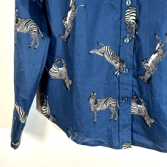 Modcloth Zebra A New Classic Button Up Top Womans Small Novelty Career Work - Picture 4 of 10